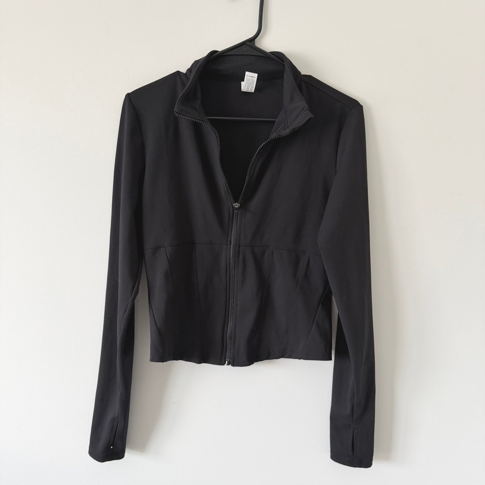 Yogalicious Lux Victorian Jacket Womens Black Full Zip Athletic Mock Neck MED